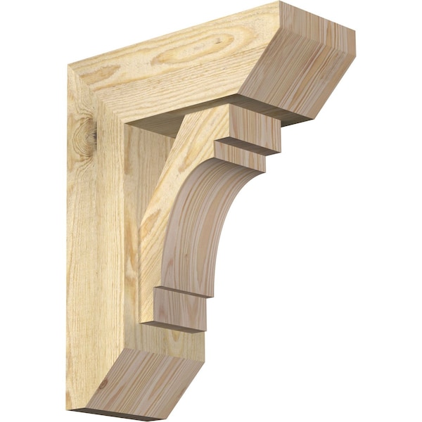 Ekena Millwork Merced Slat Rough Sawn Bracket w/ Offset Brace, Douglas Fir, 6"W x 14"D x 18"H BKT0604X14X18MRC06RDF - main